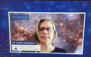 Sarah Gallagher receiving her award on Zoom