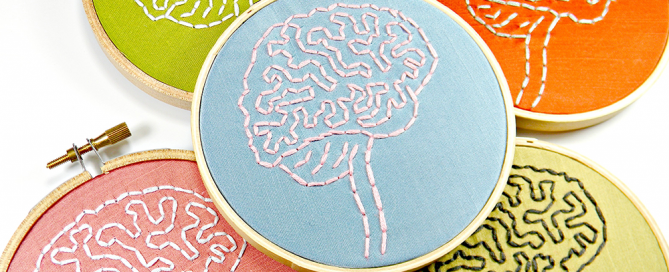 embroidered brain hoop art