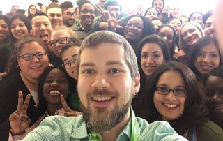 Dan Lizotte taking a selfie with the class of 2017 Masters in Public Health Students