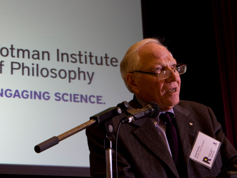 Joseph Rotman speaks about the Rotman Institute of Philosophy at the opening ceremony