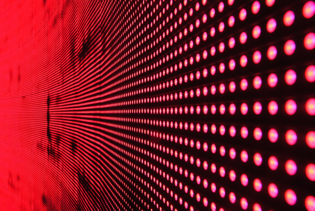 Red lights on black background